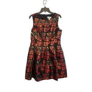 Jessica Howard Floral Jacquard Fit & Flare Dress size 10 Pockets Sleeveless